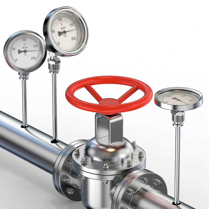 Tip industrial axial-radial lungime personalizată 1/2 filet 304 oțel inoxidabil 1.6 termometru bimetalic tip indicator de precizie